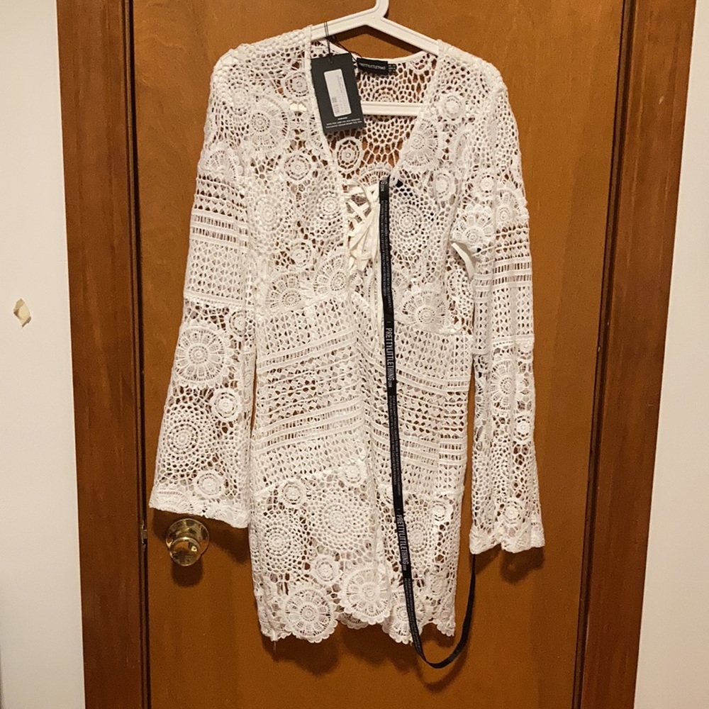 Boho crochet mini dress